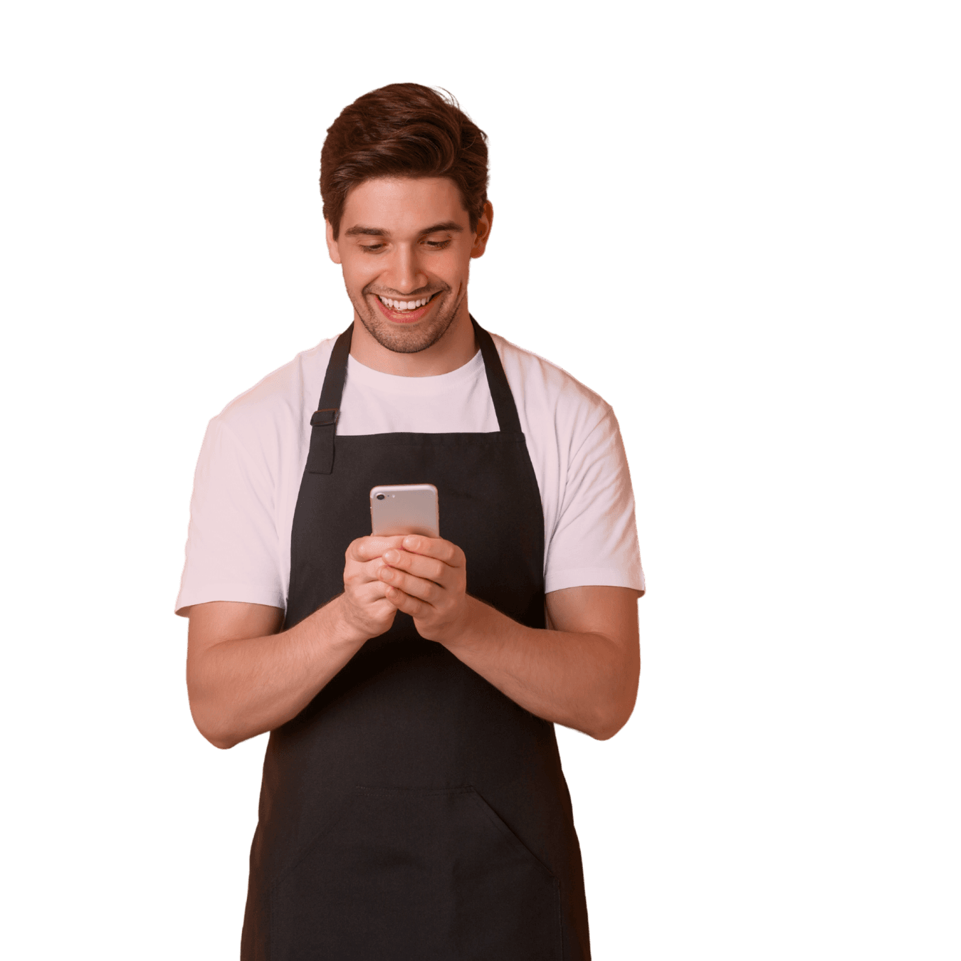 Profissional brasileiro usando celular